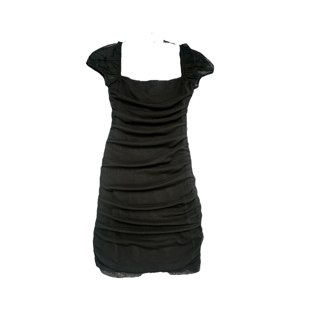 Princess Polly Dress Womens  Black Mesh Penney‎ Ruched Mini Bodycon Size 0